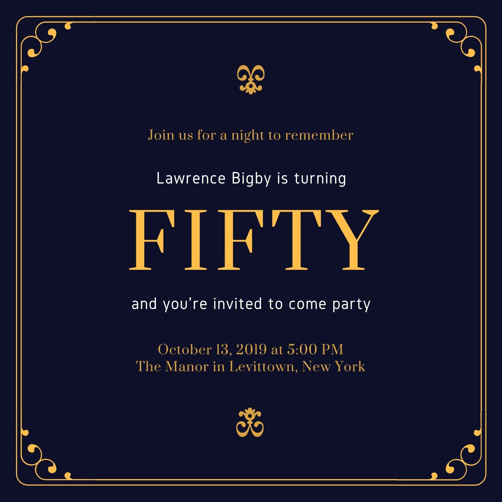 Free, Printable Custom 50Th Birthday Invitation Templates | Canva throughout FREE Printable Birthday Invitations For 50th Party