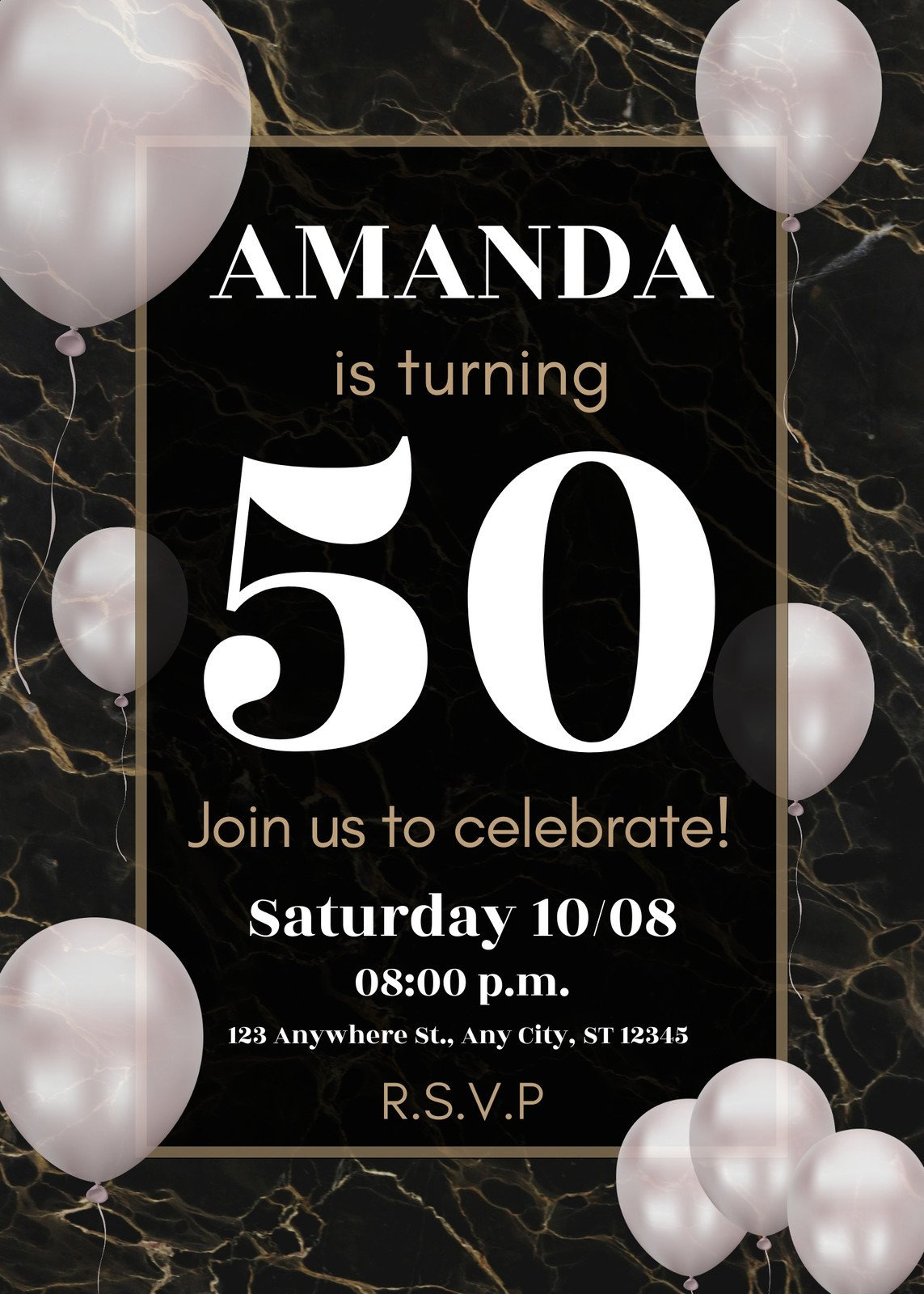 Free, Printable Custom 50Th Birthday Invitation Templates | Canva with regard to Free Printable Birthday Invitations For 50Th Party