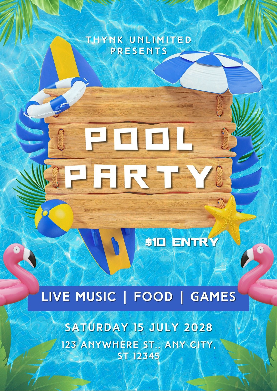Free Printable, Customizable Pool Party Invitation Templates | Canva within FREE Printable Birthday Pool Party Invitations