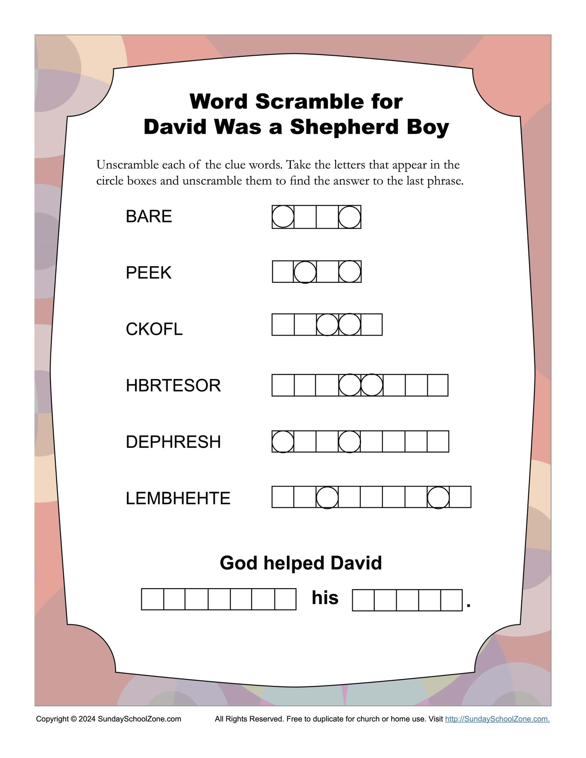 Free, Printable David Bible Activities On Sunday School Zone with Free Printable Bible Activities For Kids
