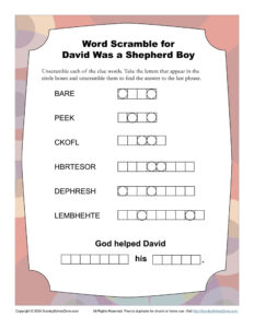 Free, Printable David Bible Activities On Sunday School Zone with regard to FREE Printable Bible Activities For Youth