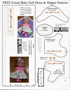 Free Printable #Doll Clothes Pattern: #Felt Booties For 8″ #Baby throughout Free Printable Blythe Doll Clothes Patterns Free