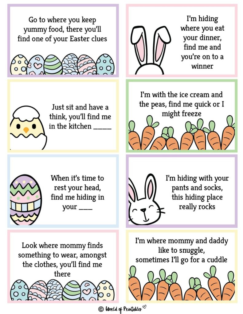 Free Printable Easter Egg Hunt Clues - World Of Printables intended for FREE Printable Blank Easter Egg Hunt Template