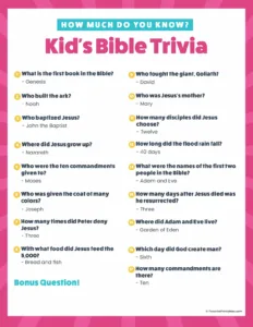 Free Printable Easy Bible Trivia For Kids - Favorite Printables inside FREE Printable Bible Trivia Questions