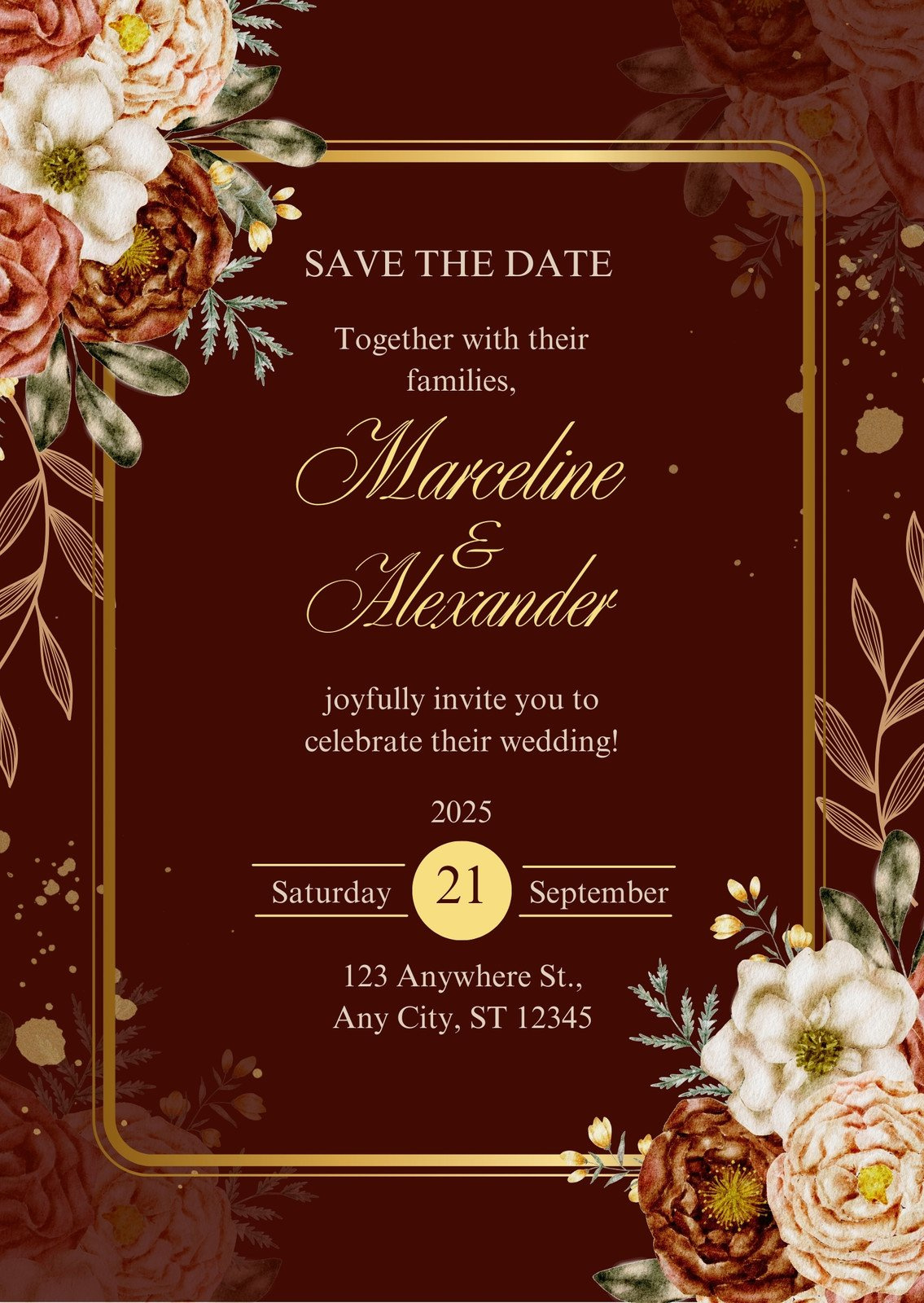 Free Printable Elegant Wedding Invitation Templates | Canva throughout Free Printable Borders For Wedding Invitations
