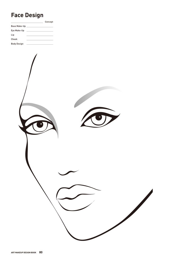 Free Printable Face Chart For Makeup Artists #Facechart#Makeup#Mua with regard to FREE Printable Blank Makeup Face Charts