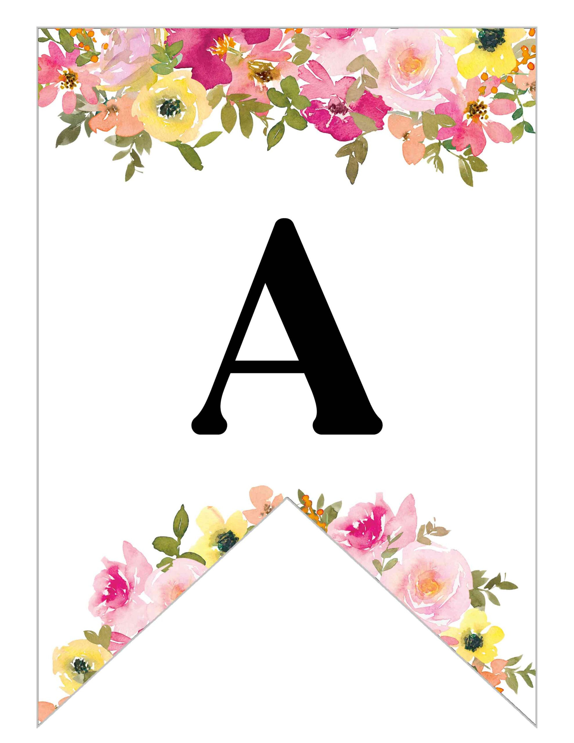 Free Printable Floral Alphabet Banner Letters - Lovely Planner for Free Printable Banner Letters Pink