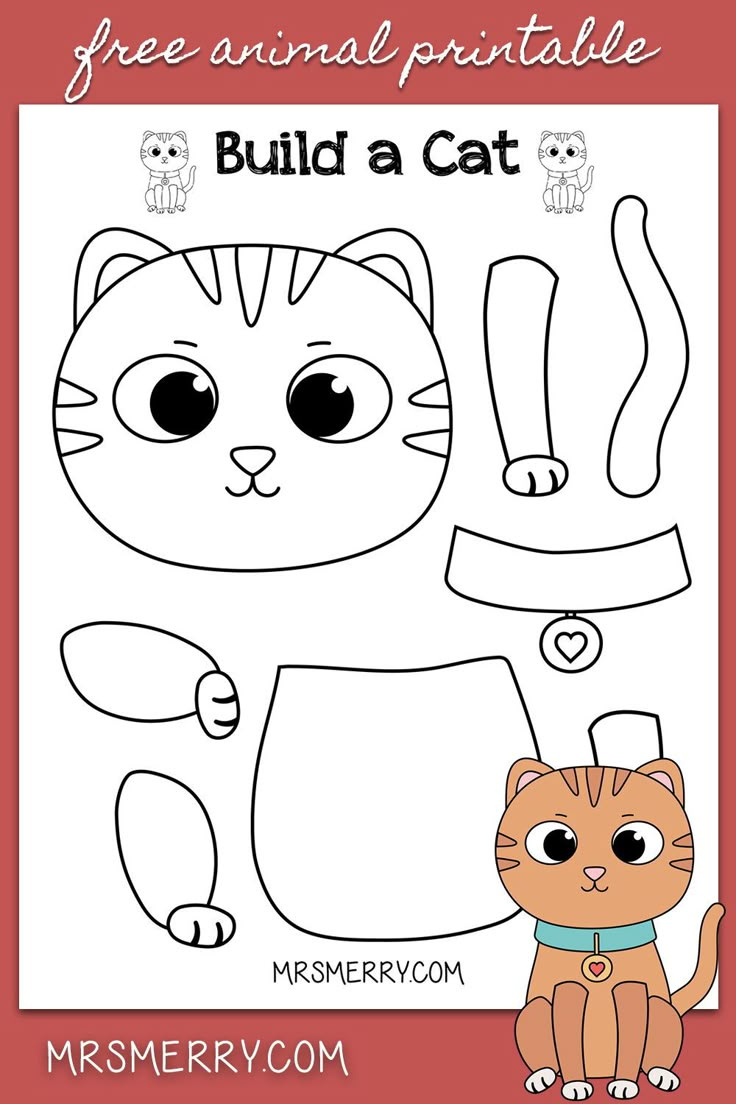 Free Printable For Kids - Build A Cat - Kids Craft - Mrs. Merry throughout FREE Printable Build An Animal