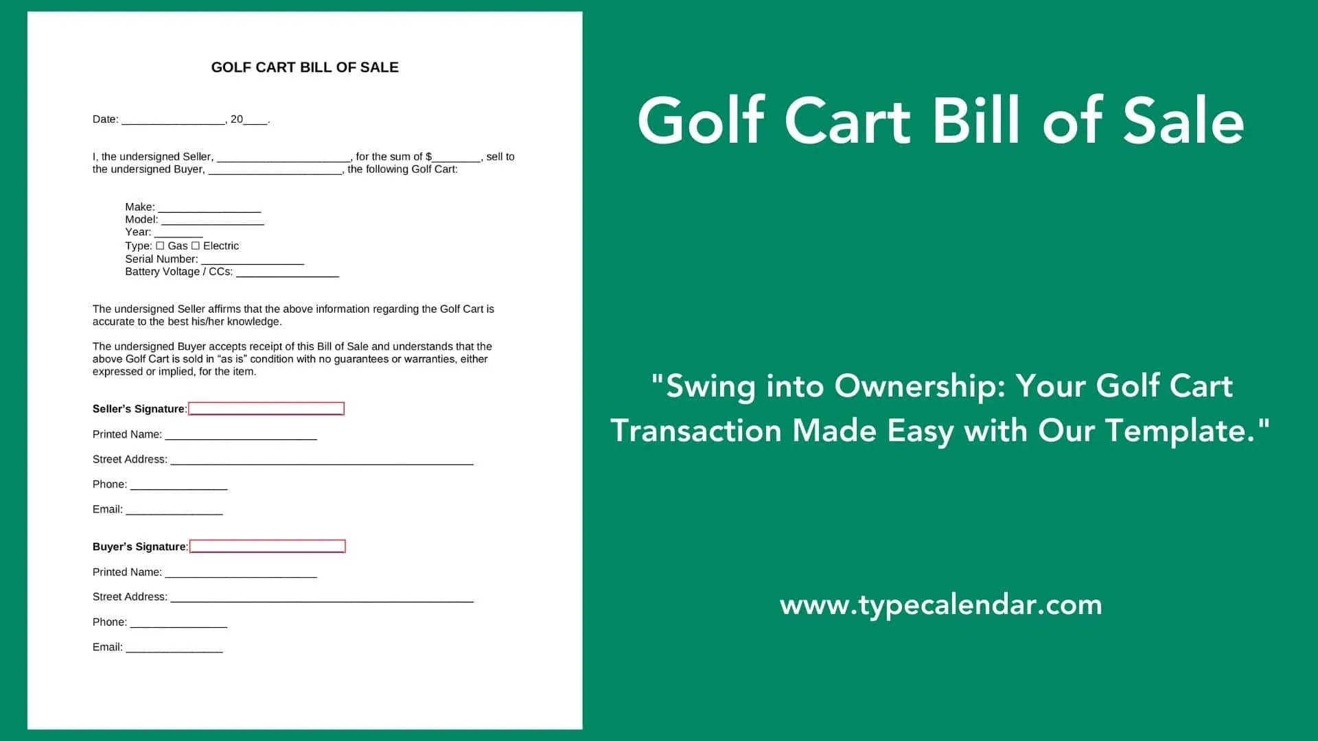 Free Printable Golf Cart Bill Of Sale Templates [Pdf, Word] Form within FREE Printable Bill of Sale For Golf Cart
