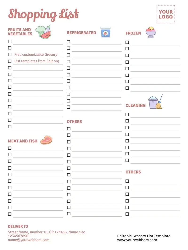 Free Printable Grocery List Templates inside Free Printable Blank Grocery List Template
