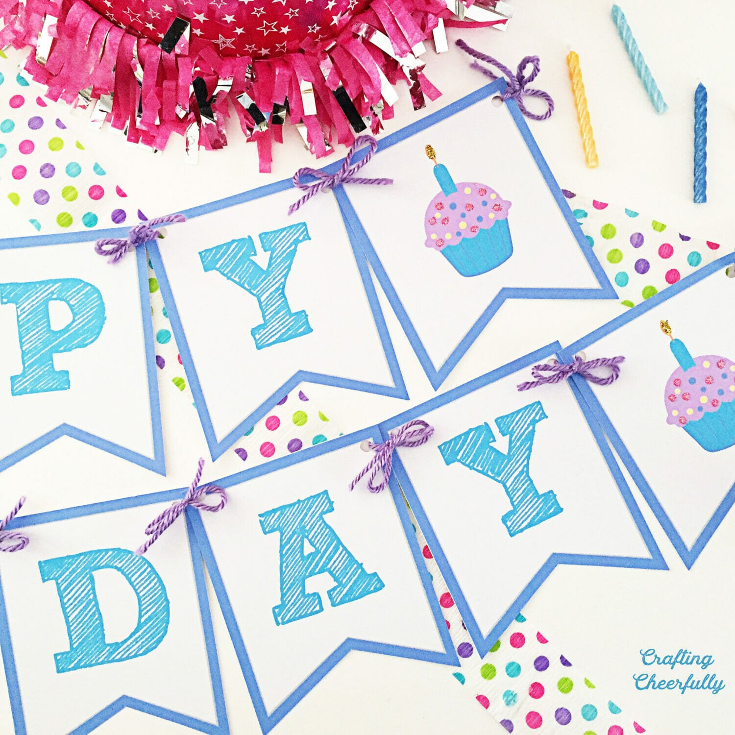 Free Printable Happy Birthday Banner! - Crafting Cheerfully for Free Printable Birthday Banner Printable