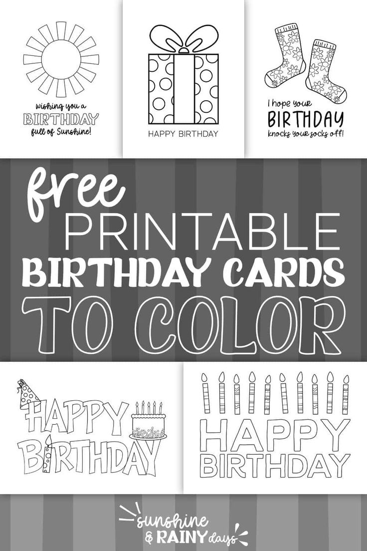 Free Printable Happy Birthday Coloring Cards intended for FREE Printable Birthday Cards with Pictures