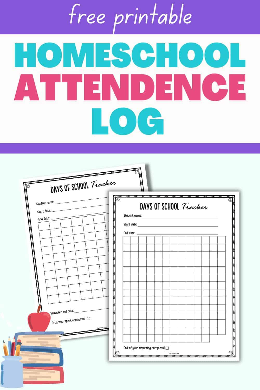 Free Printable Homeschool Days Tracker - The Artisan Life regarding Free Printable Attendance Sheet Homeschool