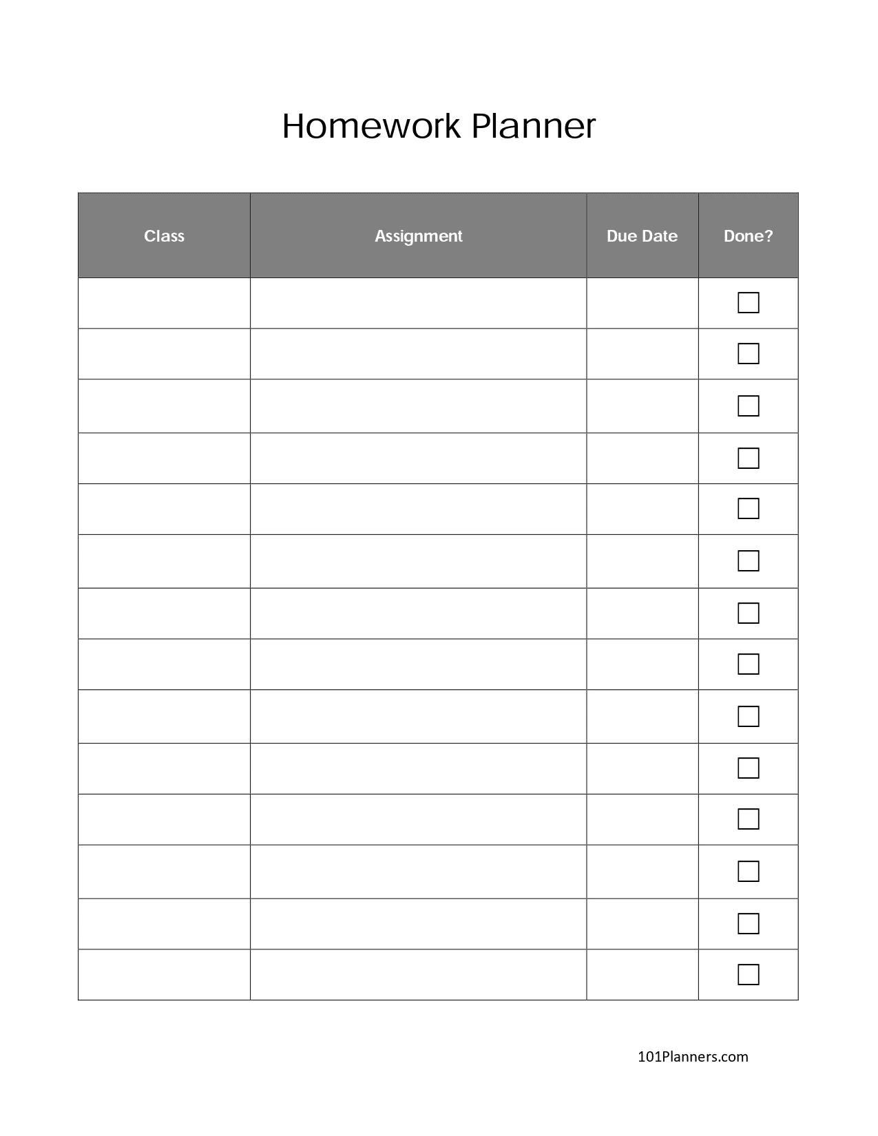 Free Printable Homework Planner Template | Pdf, Word, Excel Or Jpg in Free Printable Assignment Calendar For Students