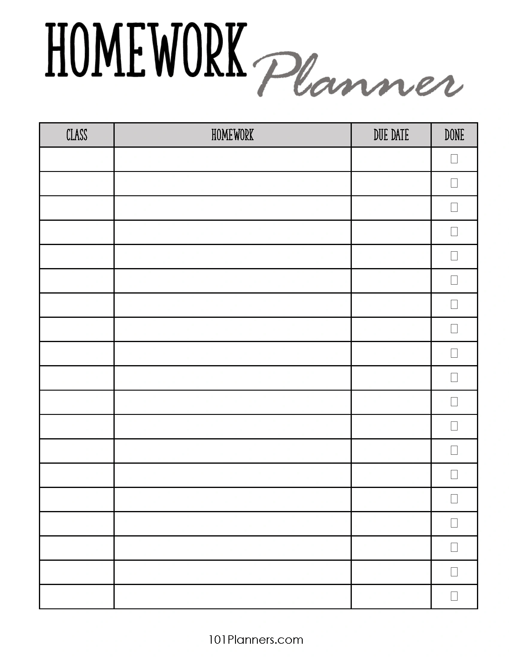 Free Printable Homework Planner Template | Pdf, Word, Excel Or Jpg pertaining to Free Printable Assignment Sheets For Students