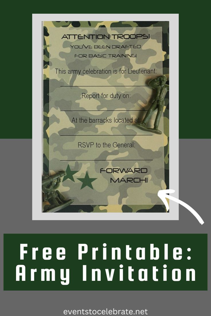 Free Printable Invitations: Army regarding FREE Printable Army Birthday Invitations