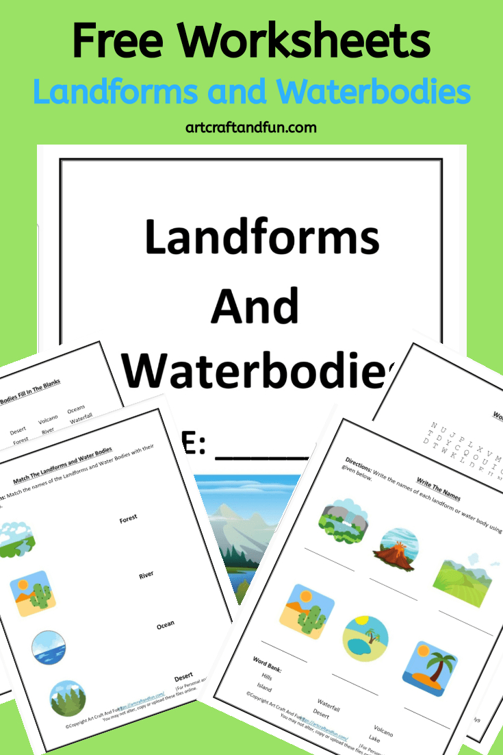 Free Printable Landform Worksheets - pertaining to FREE Printable Bodies of Water Worksheets