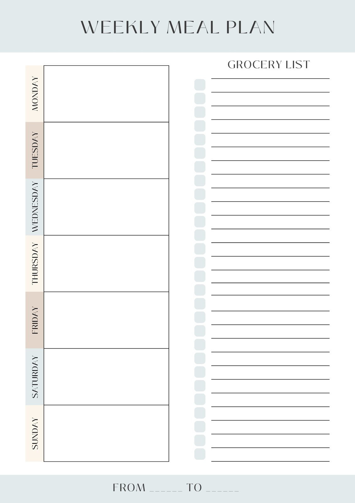Free Printable Meal Planner Templates To Edit Online | Canva pertaining to Free Printable Blank Meal Planner