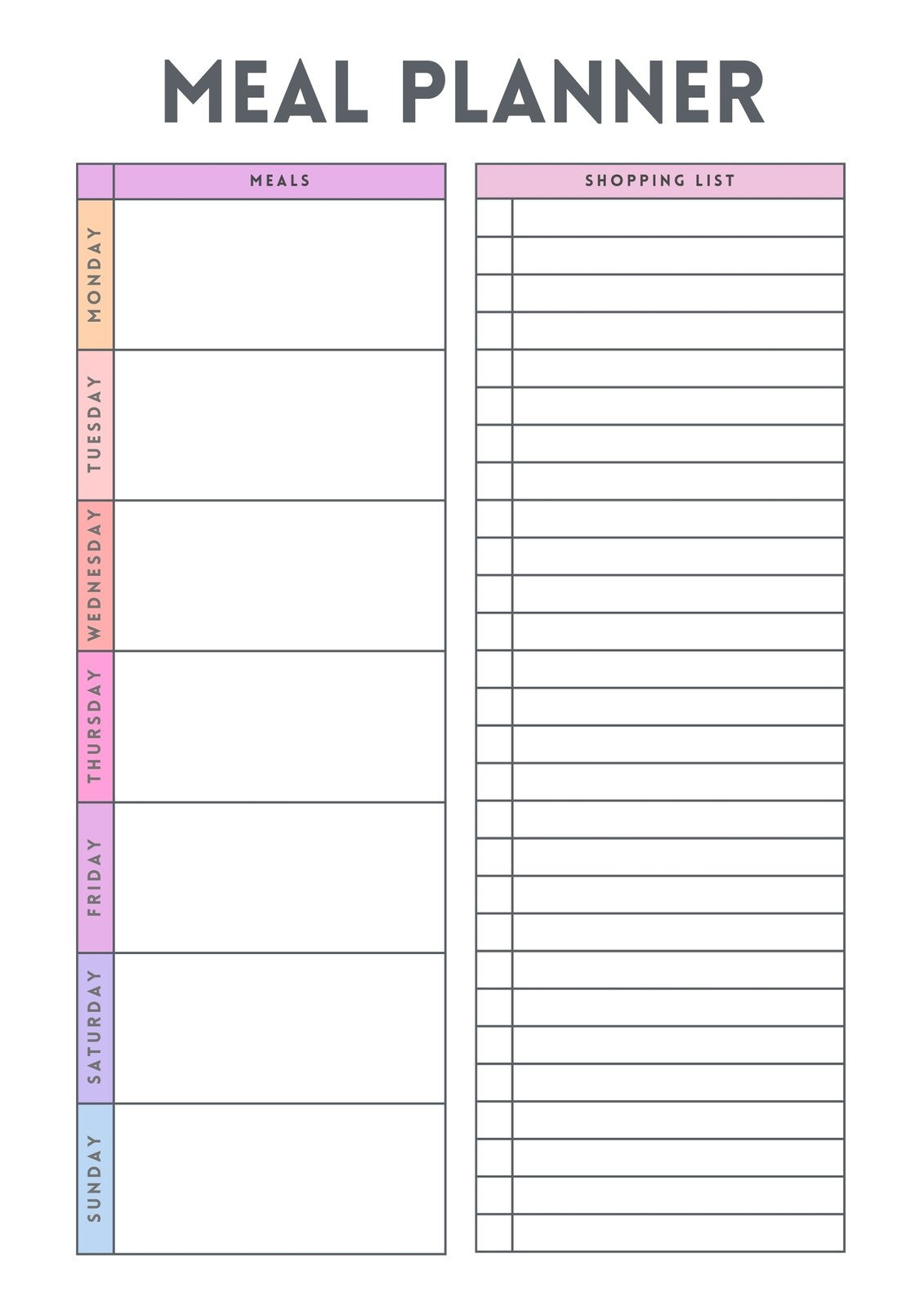 Free Printable Meal Planner Templates To Edit Online | Canva with regard to Free Printable Blank Weekly Meal Planner