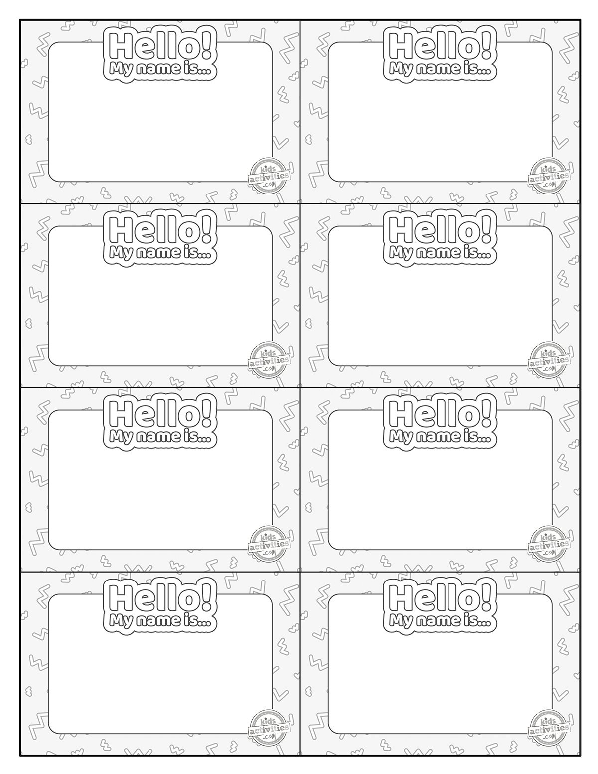 Free Printable Name Tags For School, Parties, &amp;amp; More | Kids pertaining to Free Printable Black And White Name Tags