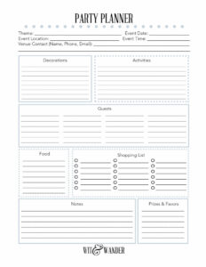 Free Printable} Party Planner - Our Handcrafted Life inside Free Printable Birthday Party Planner