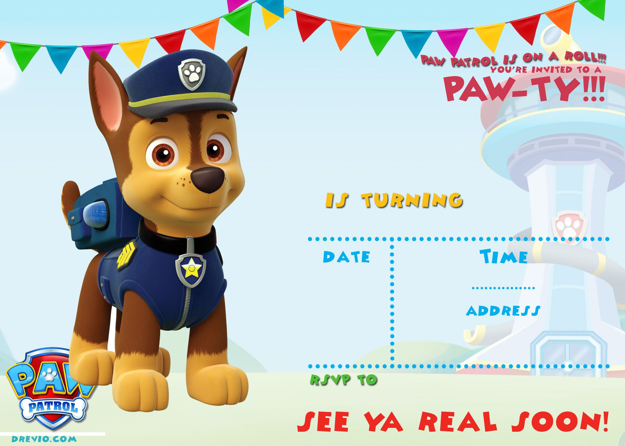Free Printable Paw Patrol Invitation Template – All Characters with Free Printable Birthday Invitations Paw Patrol