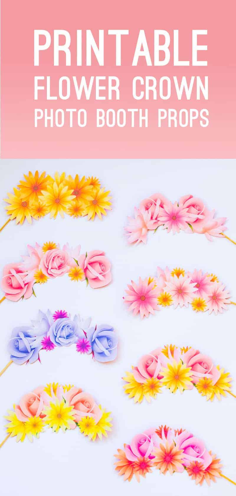Free Printable Photo Booth Flower Crown Props For Your Wedding for FREE Printable Bachelorette Photo Props