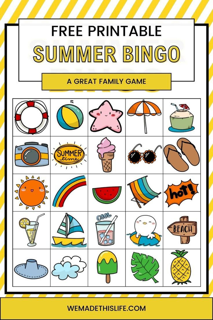Free Printable Picture Bingo Cards (Summer Edition) in Free Printable Beach Bingo Cards