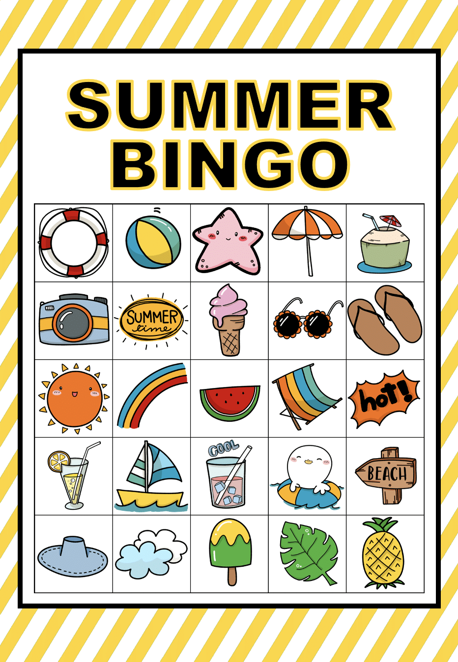 Free Printable Picture Bingo Cards (Summer Edition) - We Made This within FREE Printable Bingo Cards with Pictures