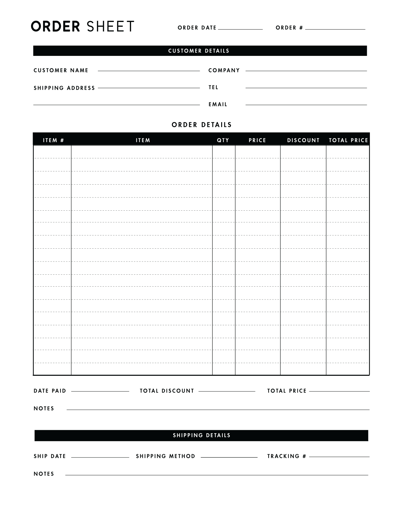 Free Printable Purchase Order Template - World Of Printables throughout FREE Printable Blank Order Forms