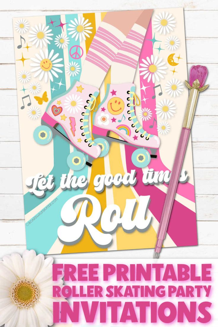 Free Printable Roller Skating Party Invitations Editable Pdf Download intended for FREE Printable Birthday Invitations Roller Skating