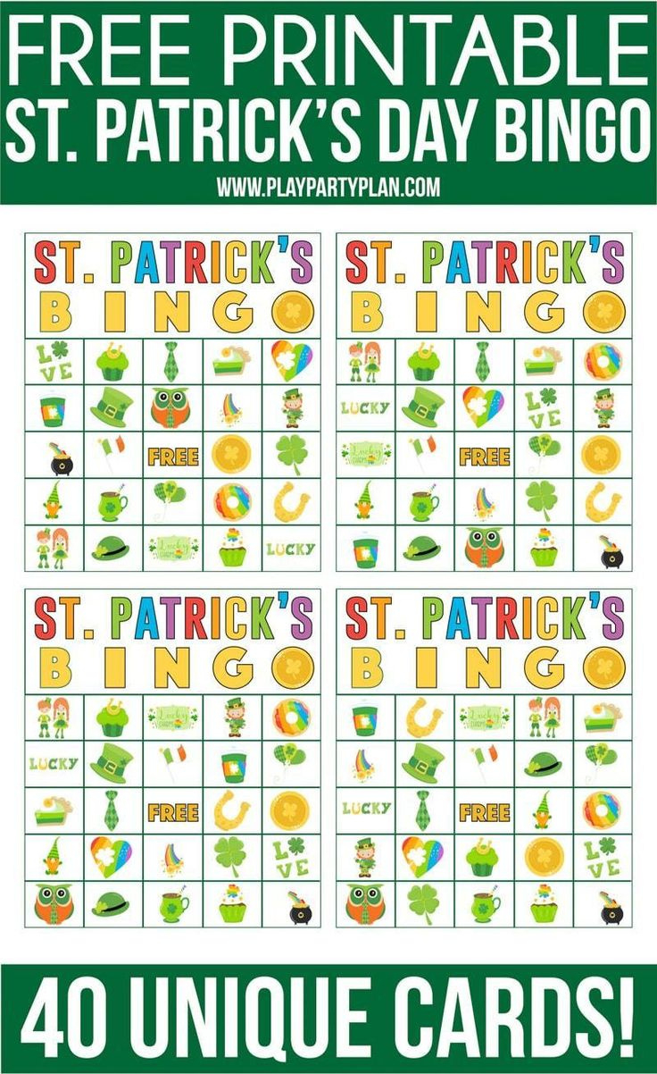 Free Printable St. Patrick&amp;#039;S Day Bingo Game - Play Party Plan with FREE Printable Bingo Card Saint Patrick&amp;amp;#039;s Day Bingo