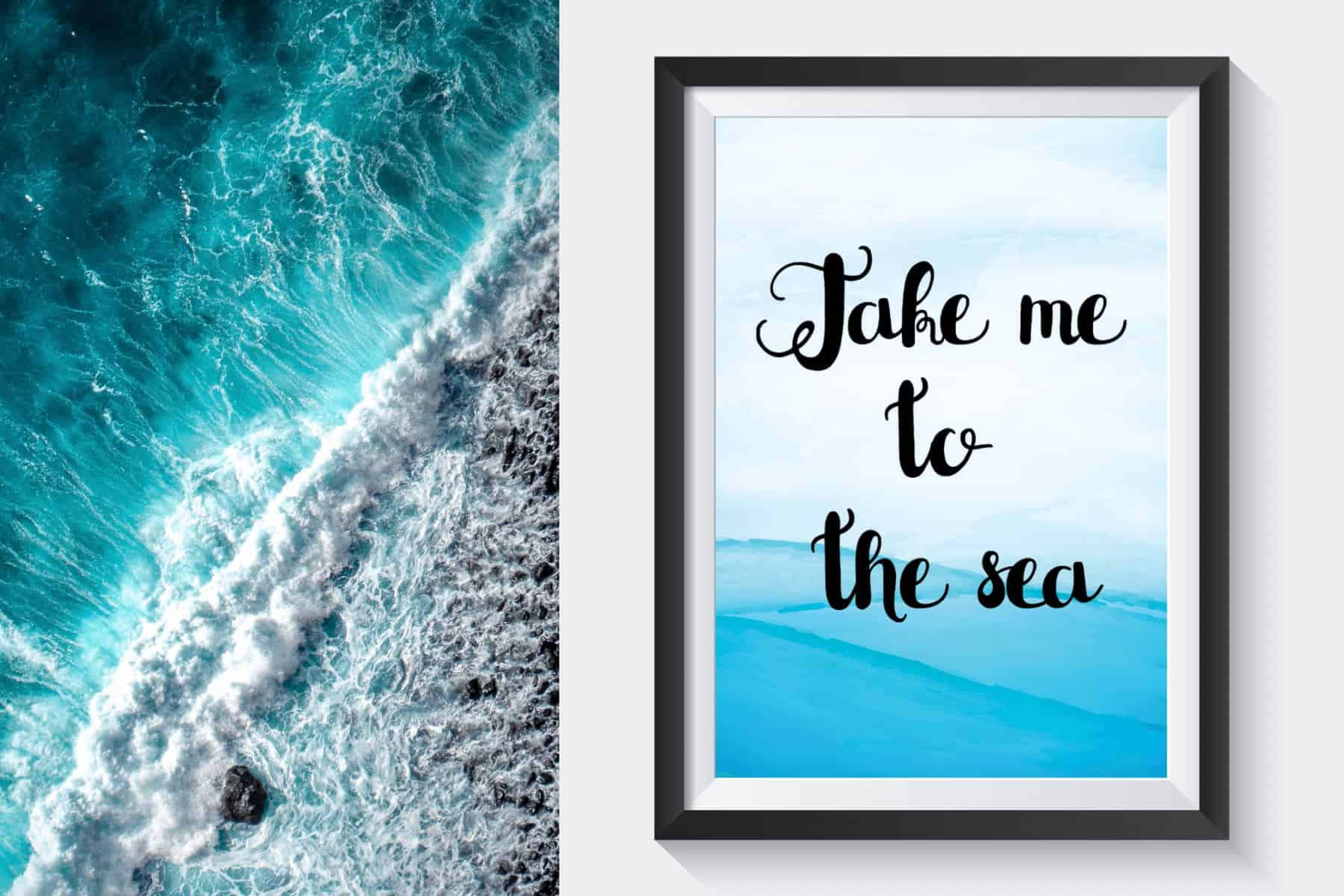 Free Printable Travel Wall Art - Take Me To The Sea - Beach Inspired intended for FREE Printable Beach Wall Art