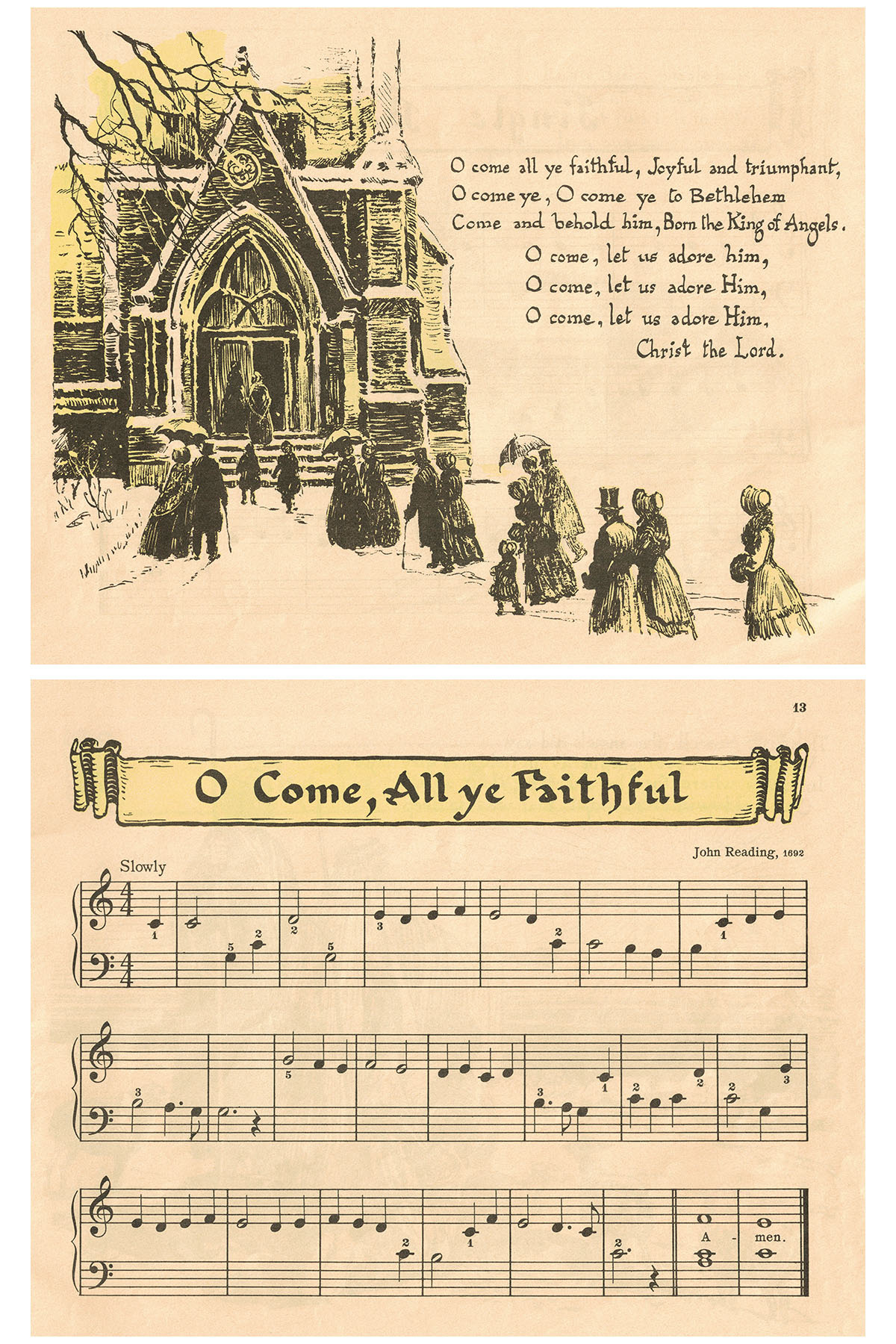 Free Printable Vintage Beginner Piano Christmas Carols • Rose with Free Printable Beginner Christmas Piano Sheet Music