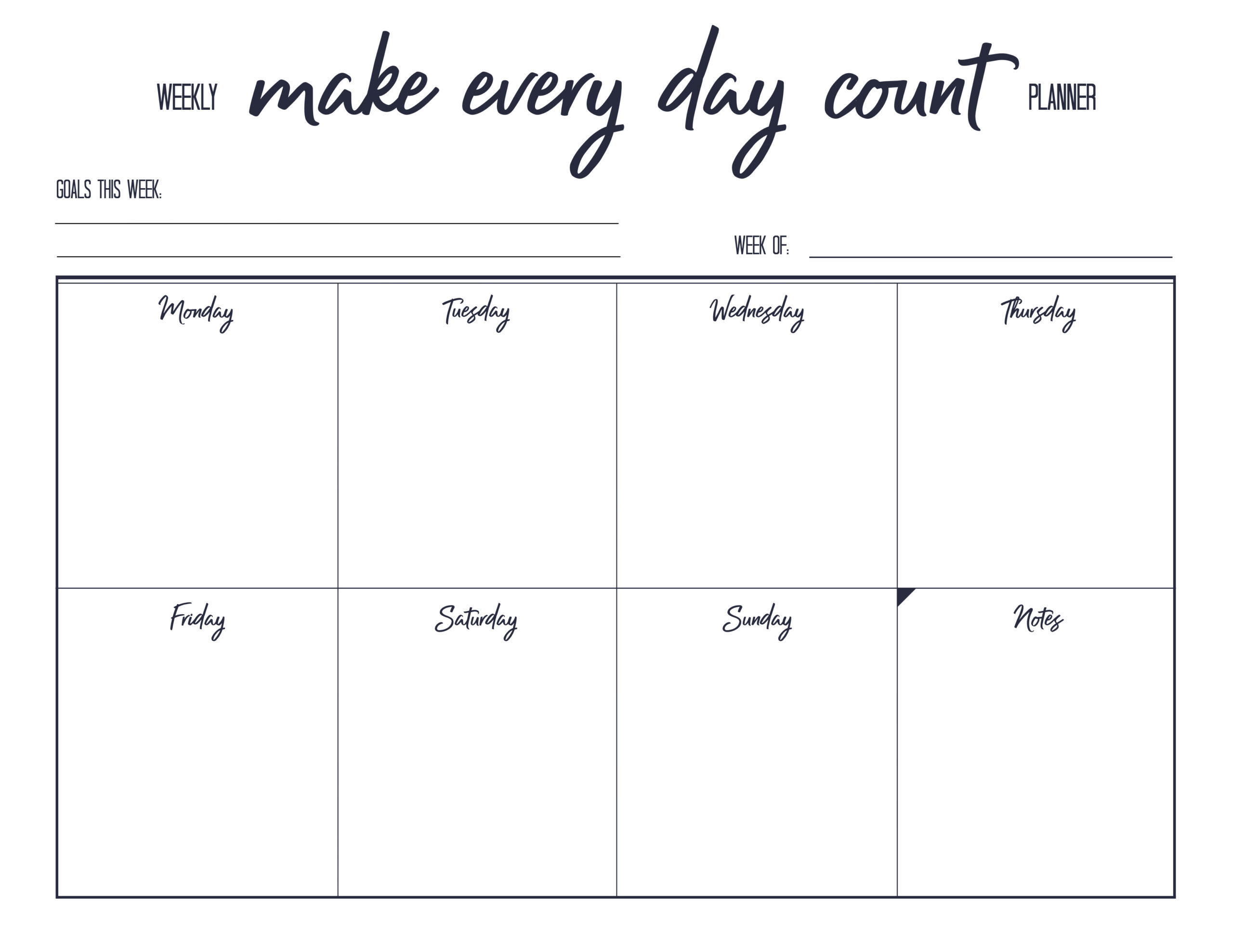Free Printable Weekly Planner | The Happy Housie pertaining to FREE Printable Blank Week Calendar