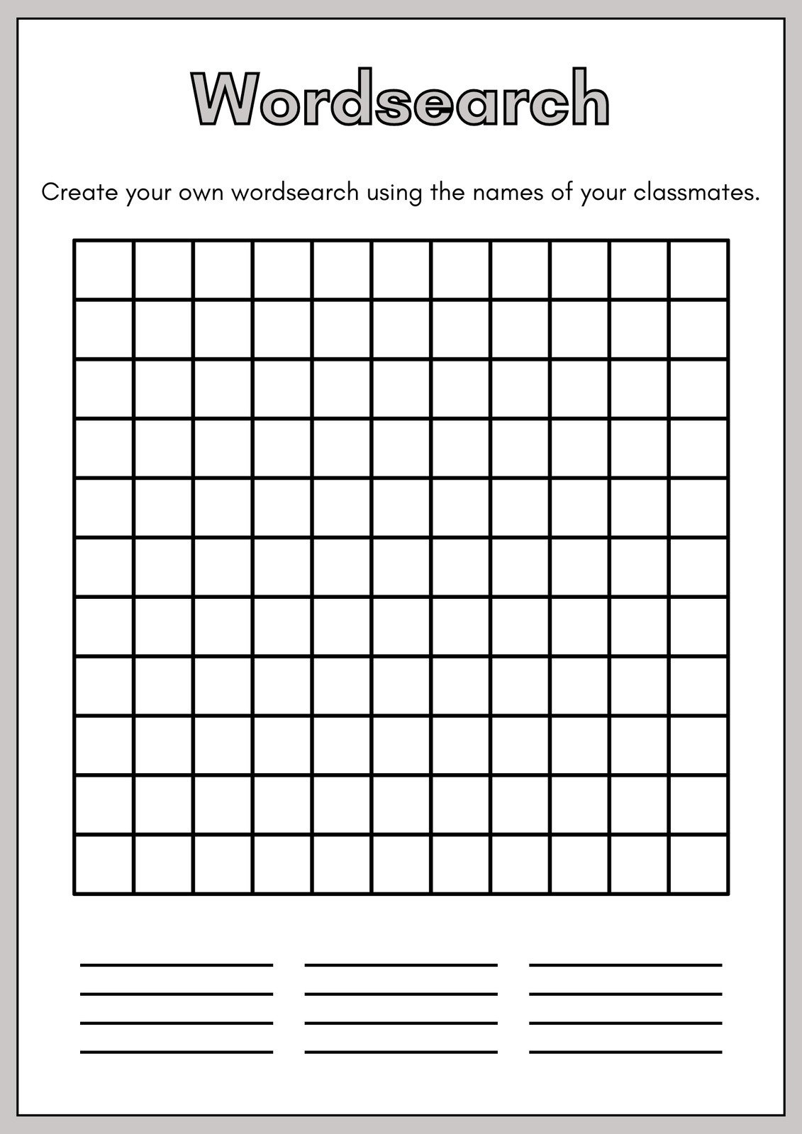 Free Printable Word Search Worksheet Templates | Canva with regard to FREE Printable Blank Word Search