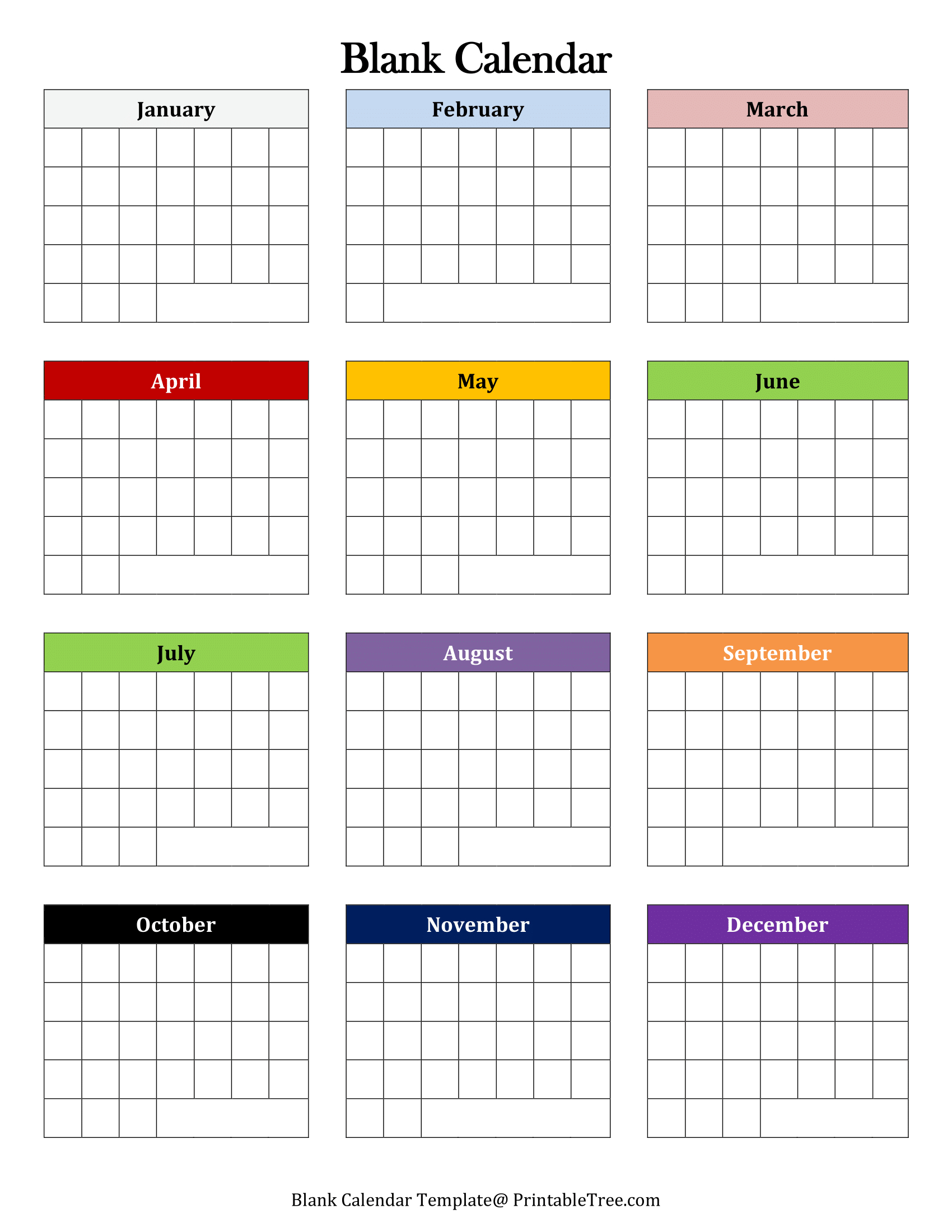 Free Printable Yearly 2025 Blank Calendar Templates Pdf in FREE Printable Blank Yearly Calendar