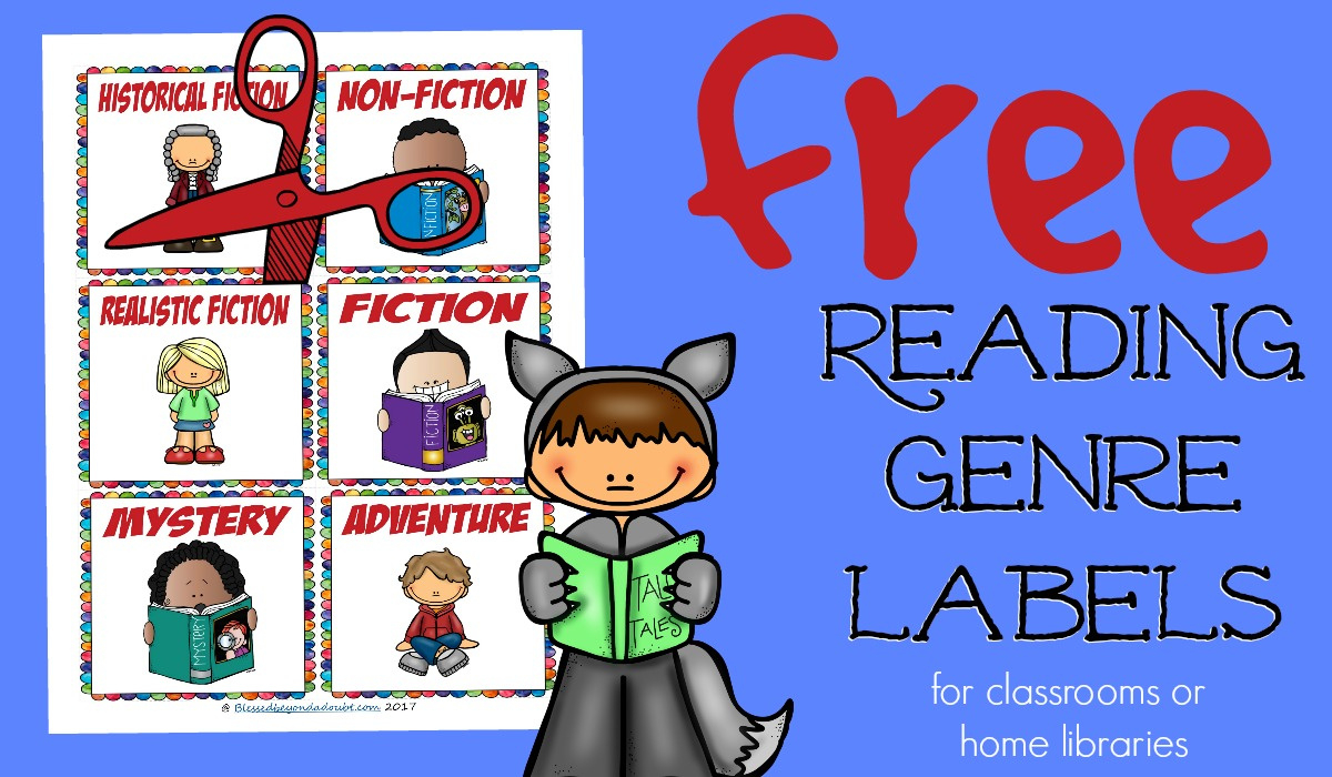 Free Reading Genre Labels For Book Organization - Blessed Beyond A in Free Printable Book Labels For Classroom Library