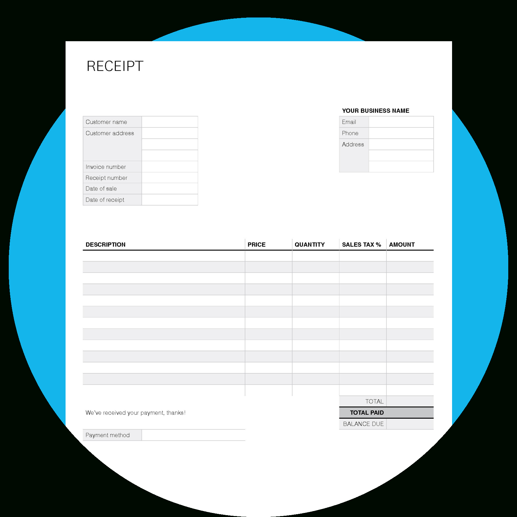 Free Receipt Template | Xero Us regarding FREE Printable Blank Receipt Form
