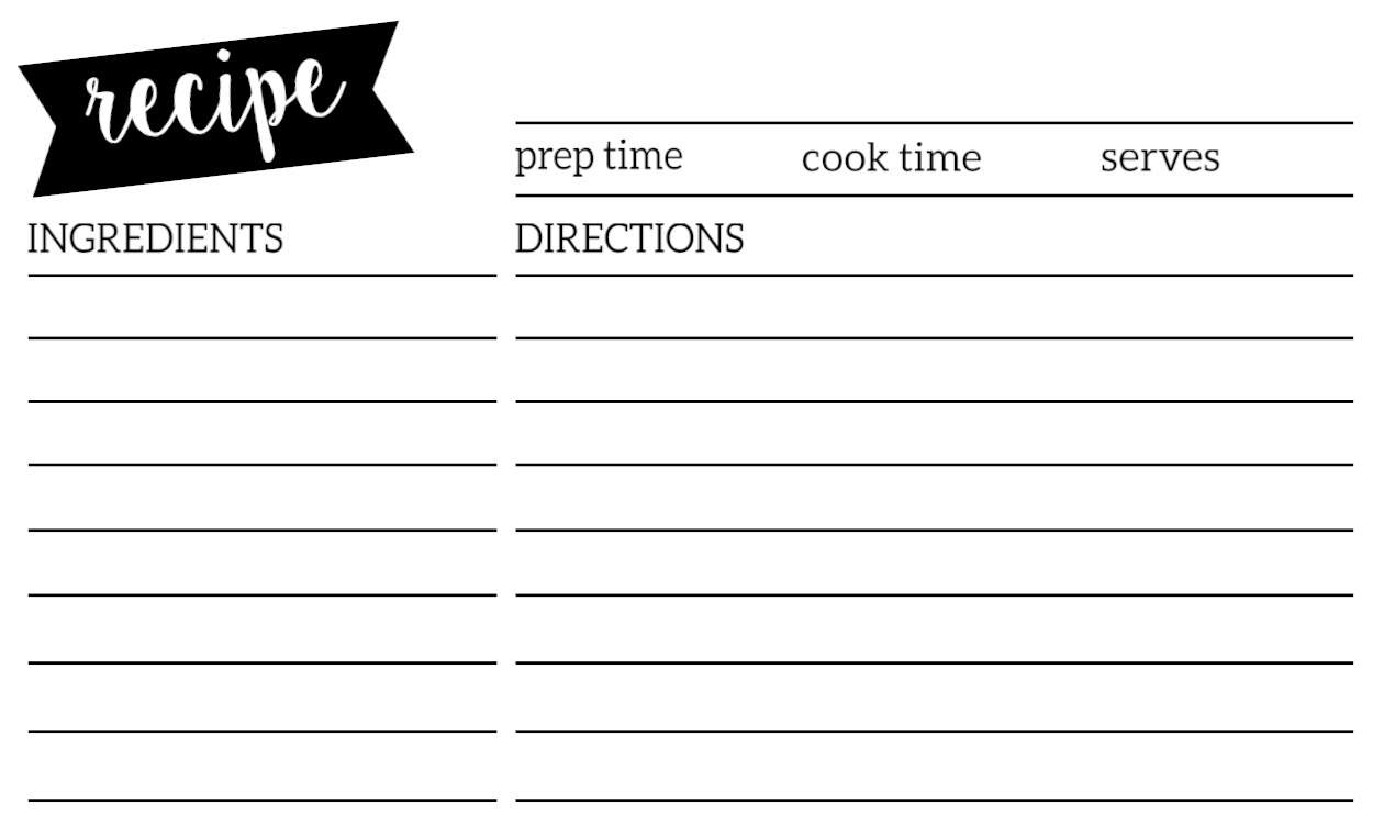Free Recipe Card Template Printable - Paper Trail Design within FREE Printable Blank Recipe Cards