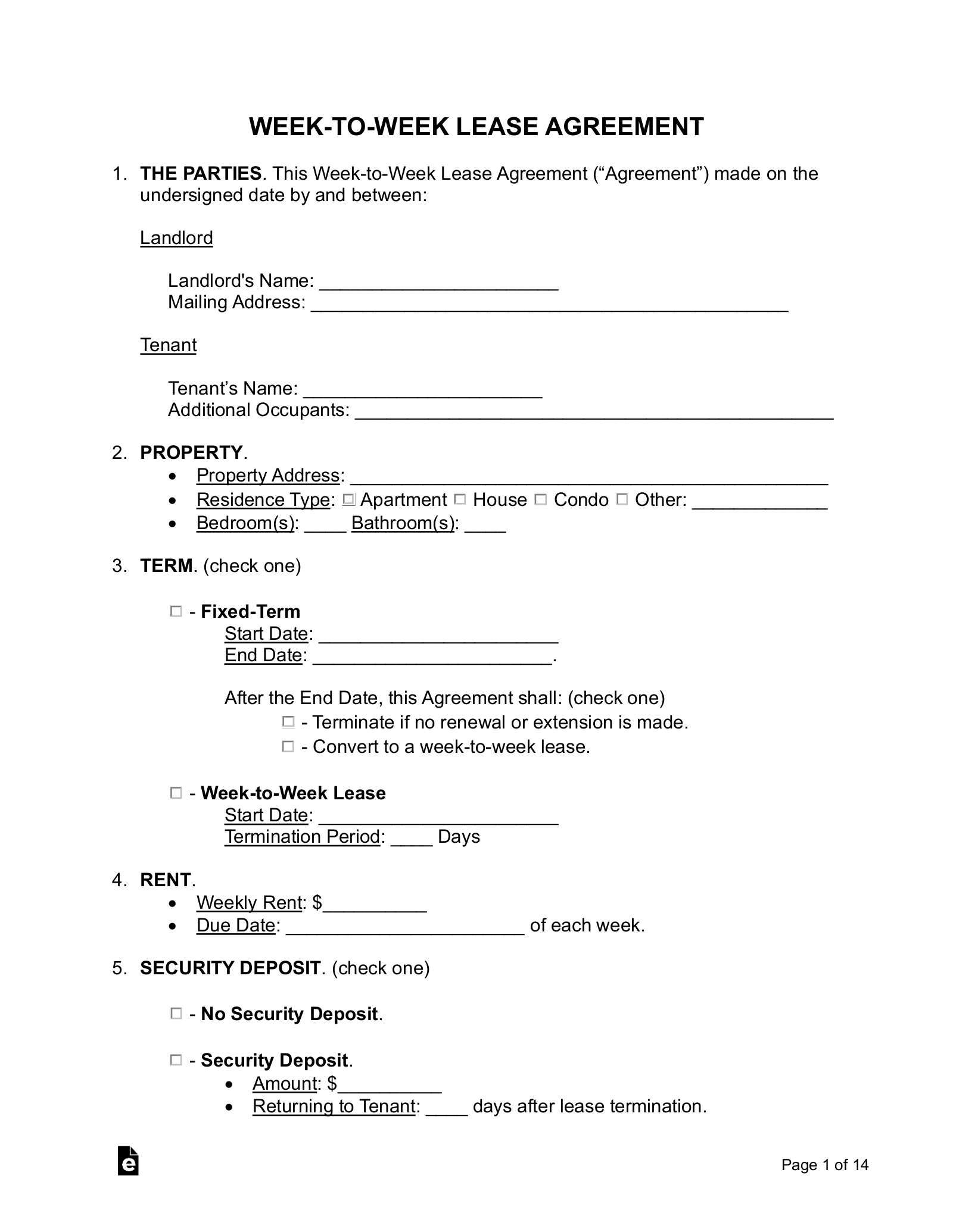 Free Rental / Lease Agreement Templates (15) - Pdf | Word – Eforms inside FREE Printable Basic Rental Agreement Form