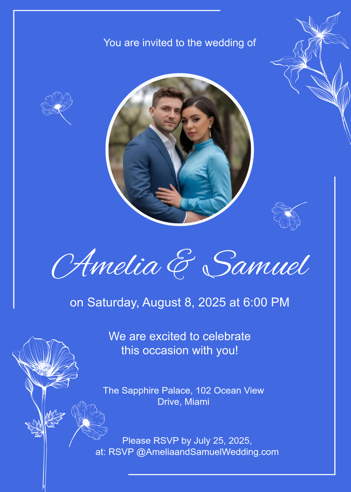 Free Royal Blue Wedding Invitation Template To Edit Online inside FREE Printable Blank Wedding Invitation Templates Royal Blue