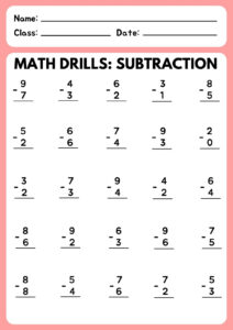 Free Subtraction Worksheet Templates To Edit And Print | Canva for FREE Printable Basic Subtraction Worksheets
