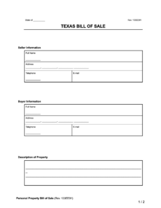 Free Texas Bill Of Sale Forms | Pdf &amp; Word inside FREE Printable Bill of Sale Texas Template
