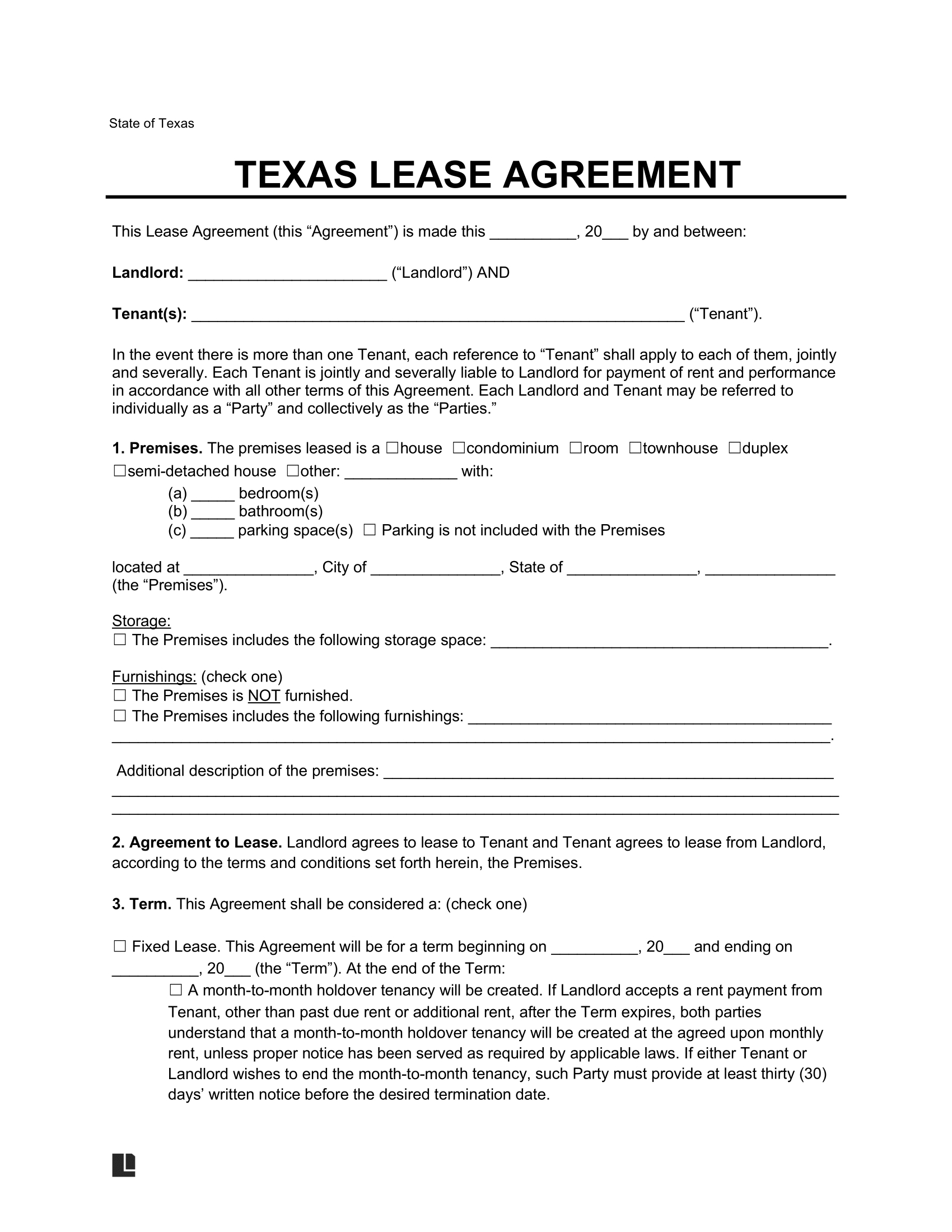 Free Texas Lease Agreement Template | Pdf &amp;amp; Word for FREE Printable Basic Rental Agreement Texas