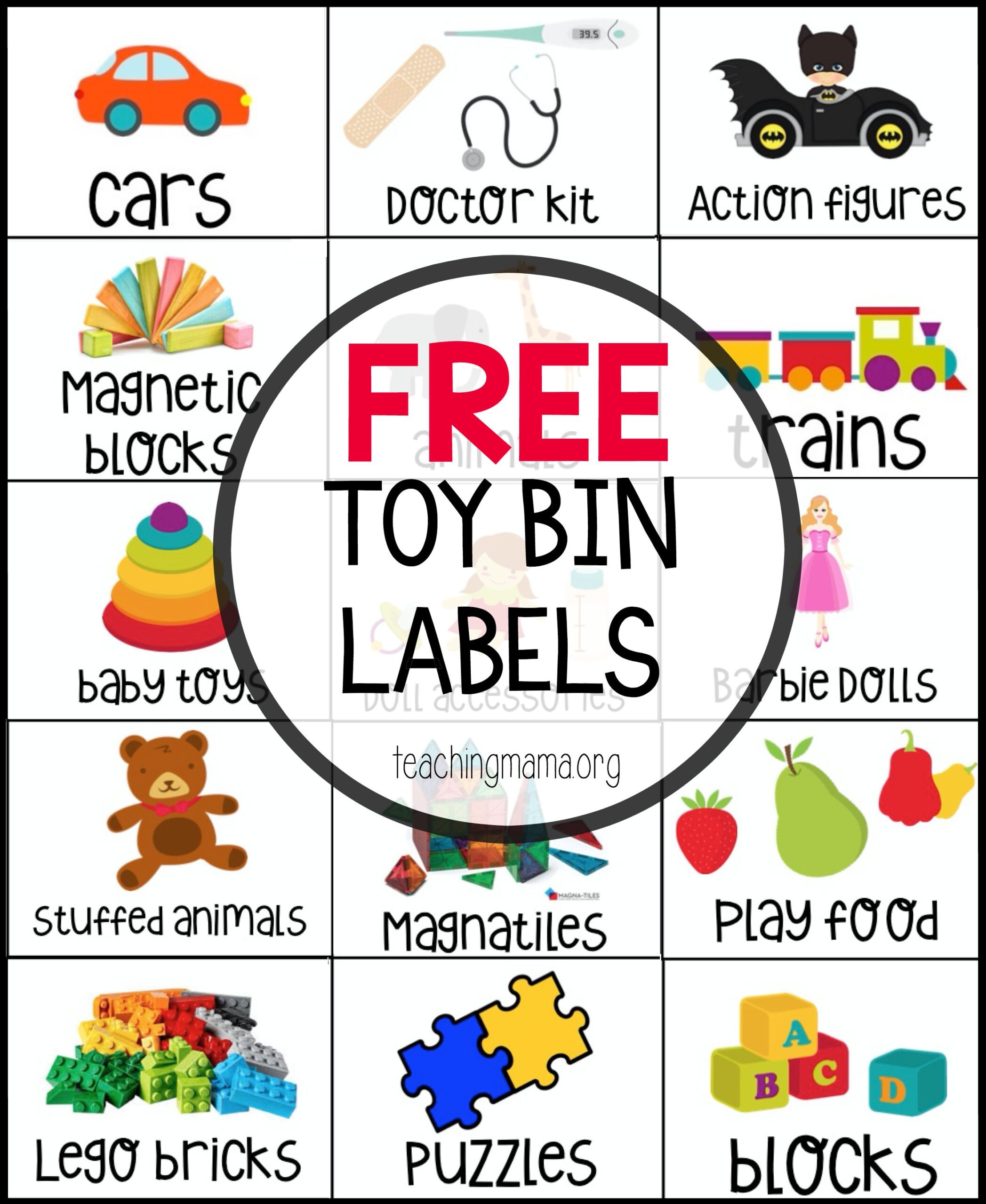 Free Toy Bin Labels in FREE Printable Book Basket Labels