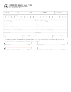 Free Wisconsin Motor Vehicle Bill Of Sale Form - Pdf – Eforms inside Free Printable Bill Of Sale For Car Wisconsin