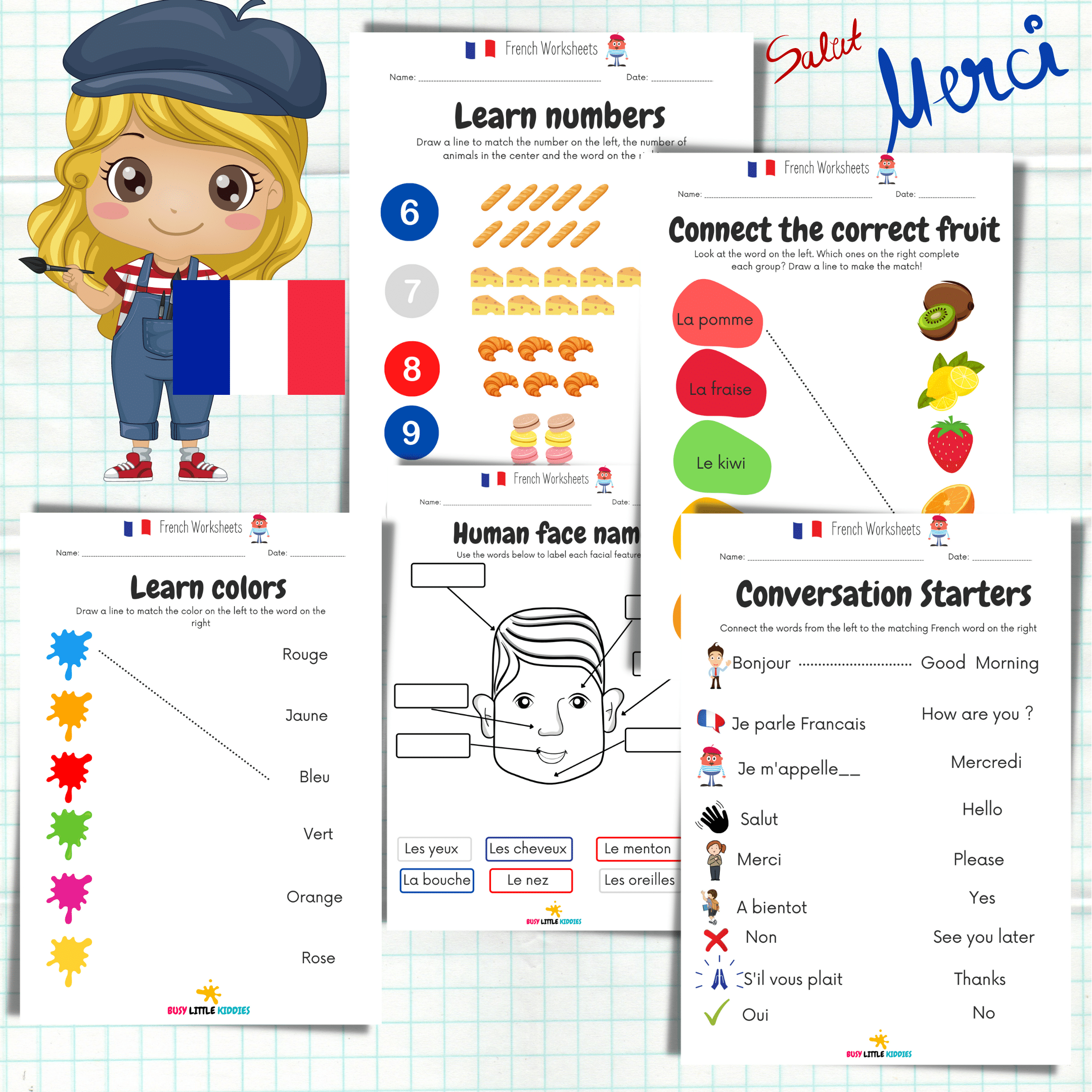 French Worksheets For Kids - Busy Little Kiddies for FREE Printable Beginner French Worksheets