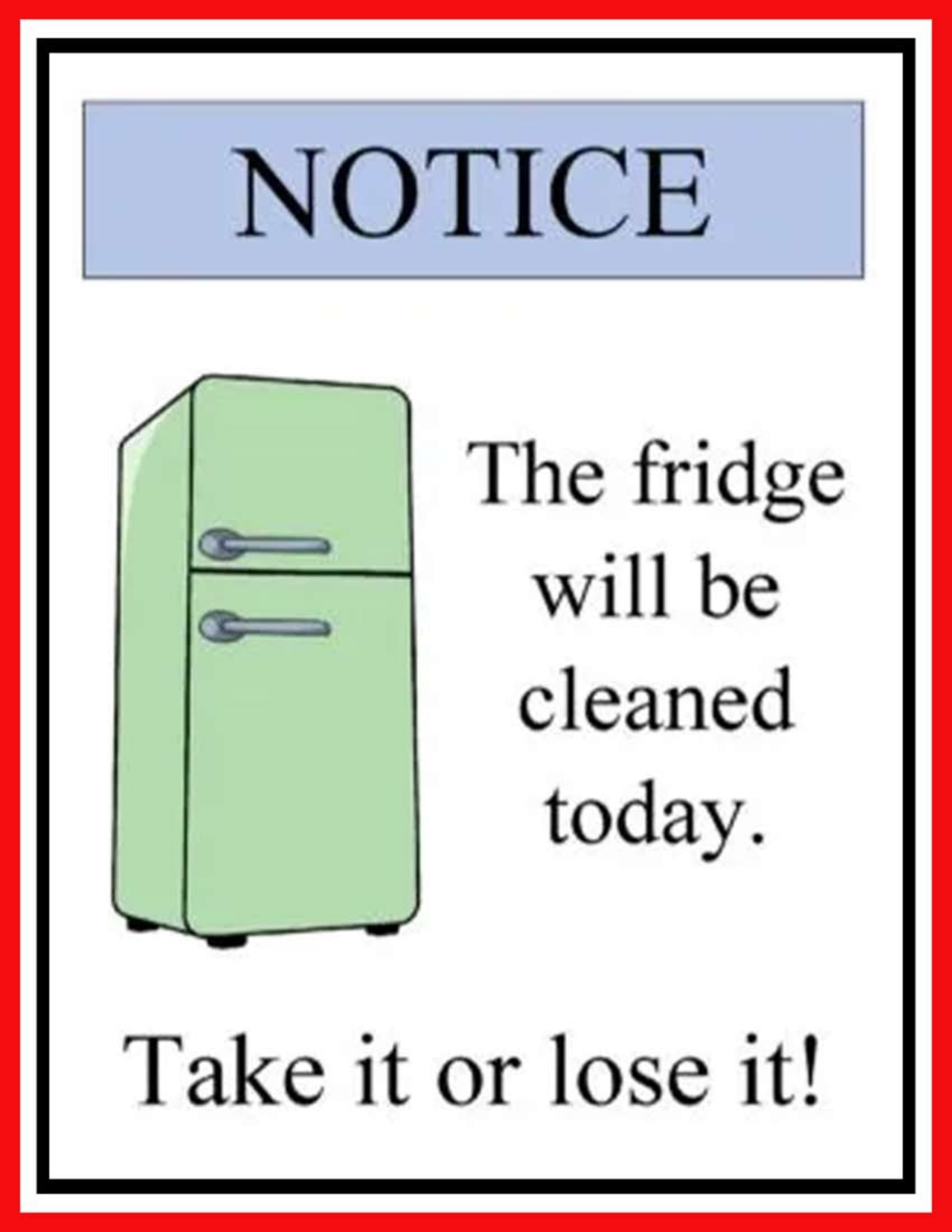 Fridge Clean Out Sign Printable - Printable Party Favors in Free Printable Break Room Signs