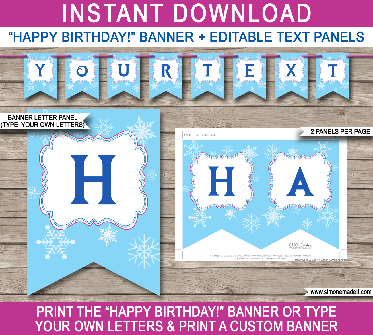Frozen Party Banner Template for FREE Printable Birthday Banners Personalized